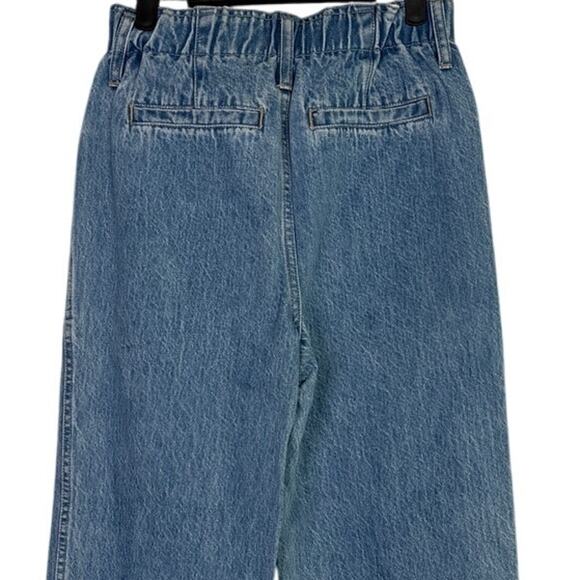 J. Crew Tapered Crop High Rise Wide Leg Jean Elastic Waist Patch Pockets 4 Blue - Picture 5 of 15